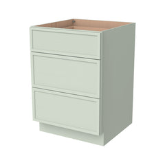 RTA Newtown Solid Wood Vanity Three Drawer Base Cabinet Jade Green for Bathroom Storage