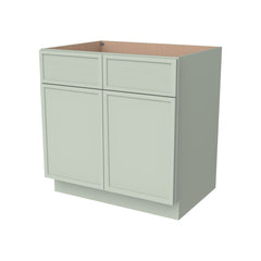 RTA Newtown Solid Wood Sink Base Cabinet Jade Green for Kitchen, 2 Doors 2 Fake Drawer Front