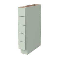 RTA Solid Wood Newtown Five Drawer Base Cabinet Jade Green for Kitchen, Bathroom & Laundry storage