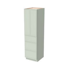 RTA Newtown Solid Wood Wall Pantry with Three Drawers Jade Green Cabinet for Kitchen Storage