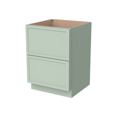 RTA Solid Wood Newtown Two Drawer Base Cabinet Jade Green for Kitchen, Bathroom & Laundry storage