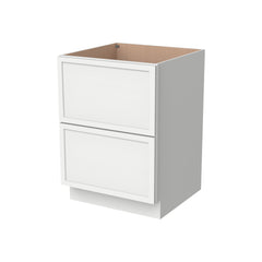 RTA Solid Wood Newtown Two Drawer Base Cabinet Origami White for Kitchen, Bathroom & Laundry storage