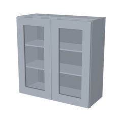 RTA Solid Wood Cabinet Shaker Gray Glass Door Wall Cabinets for Kitchen Bathroom and Laundry Storage (Glass Insert Sold Separately)