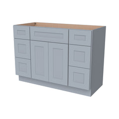 RTA Shaker Solid Wood Vanity Single Sink Bases Cabinet Gray With Drawers On Both Sides for Bathroom Storage