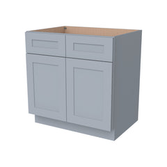 Shaker Gray Solid Wood RTA Sink Base Cabinet for Kitchen, 2 Doors 2 Fake Drawer Front