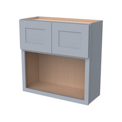 RTA Solid Wood Shaker Wall Cabinet Gray for Kitchen, Bathroom & Laundry Storage, 2 Doors