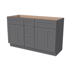 Shaker Pebble Gray Solid Wood RTA Vanity Double Sink Bases With Central Drawers for Bathroom storage