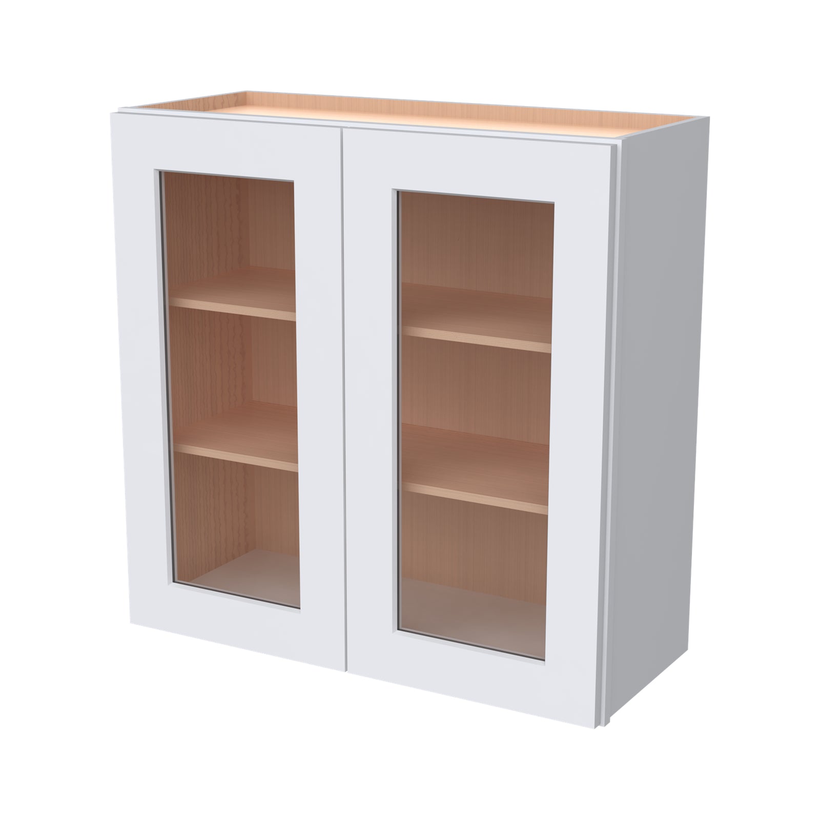 RTA Solid Wood Cabinet Shaker White Glass Door Wall Cabinets for Kitch ...