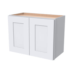 RTA Solid Wood Shaker White Double Door Wall Cabinets for Kitchen Bathroom and Laundry Storage