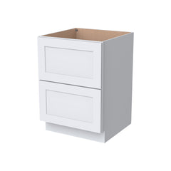 RTA Solid Wood Shaker Two Drawer Base Cabinet White for Kitchen, Bathroom & Laundry storage