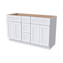 RTA Shaker White Solid Wood Vanity Double Sink Bases With Central Drawers for Bathroom storage