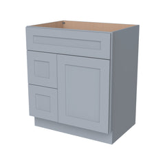 Belmont Gray RTA Vanity Single Sink Base Cabinet for Bathroom Storage, 2 Left Drawers, 1 False Drawer Front