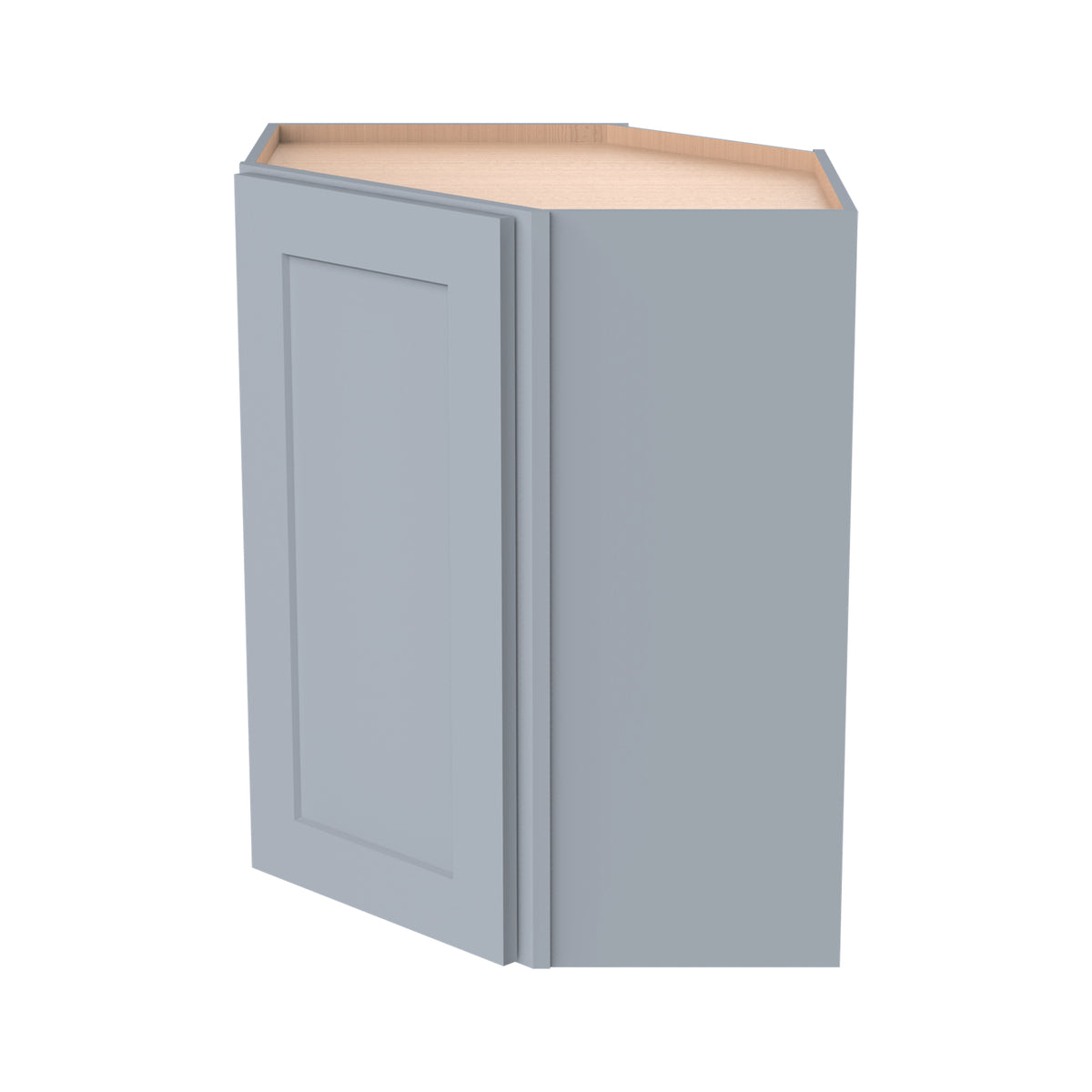 Shaker Gray Solid Wood RTA Wall Diagonal Corner Cabinet for Kitchen, Bathroom & Laundry Storage, 1 Door 2 Shelves