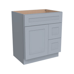 Belmont Gray RTA Vanity Single Sink Base Cabinet for Bathroom Storage, 2 Right Drawers, 1 False Drawer Front