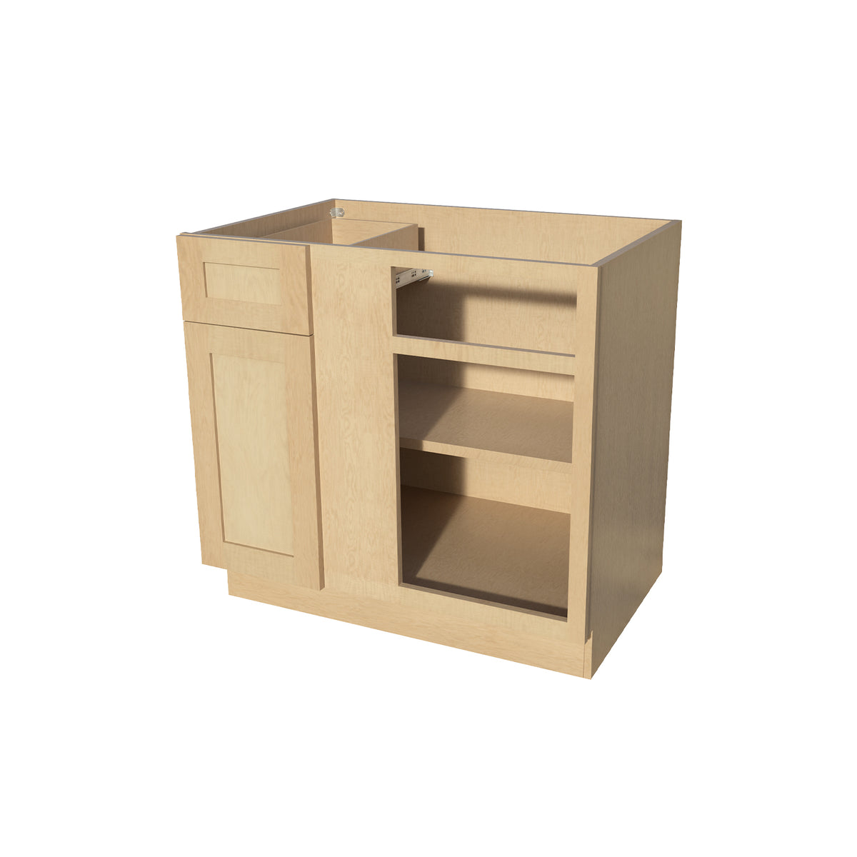 RTA Solid Wood Blind Corner Bases Cabinets - Kitchen, Bathroom, Living Room and Office Shaker Natural Wood