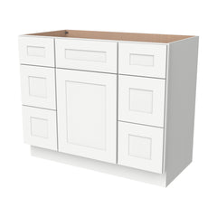 RTA Shaker Solid Wood Vanity Single Sink Base Cabinet Origami White With 6 Drawers for Bathroom Storage