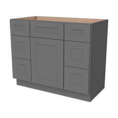 RTA Shaker Solid Wood Vanity Single Sink Base Cabinet Pebble Gray With 6 Drawers for Bathroom Storage