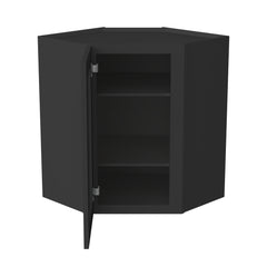 [WDC2436GD-WDC2442GD] Shaker Charcoal Black Wall Diagonal Corner Cabinets With Glass Door (Glass Insert Sold Separately)