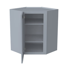 [WDC2430GD-WDC2442GD] Shaker Gray Wall Diagonal Corner Cabinets With Glass Door  (Glass Insert Sold Separately)