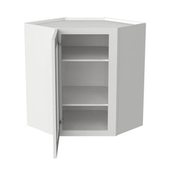 [WDC2430GD-WDC2442GD] Shaker Origami White Wall Diagonal Corner Cabinets With Glass Door  (Glass Insert Sold Separately)