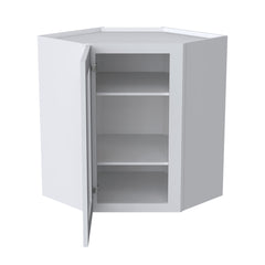 [WDC2430GD-WDC2442GD] Shaker White Wall Diagonal Corner Cabinets With Glass Door  (Glass Insert Sold Separately)