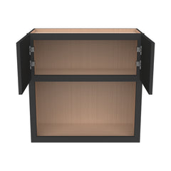 RTA Solid Wood Newtown Wall Cabinet Charcoal Black for Kitchen, Bathroom & Laundry Storage, 2 Doors