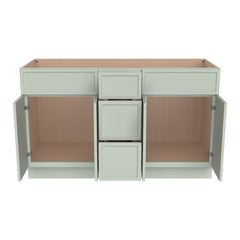 RTA Newtown Solid Wood  Vanity Double Sink Bases With Central Drawers Jade Green for Bathroom Storage