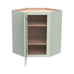 RTA Solid Wood Newtown Wall Diagonal Corner Cabinet Jade Green for Kitchen, Bathroom & Laundry Storage, 1 Door 2 Shelves