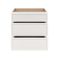 RTA Solid Wood Newtown Three Drawer Base Cabinet Origami White for Kitchen, Bathroom & Laundry storage