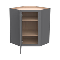 RTA Solid Wood Shaker Diagonal Corner Cabinet Pebble Gray for Kitchen, Bathroom & Laundry Storage, 1 Door 2 Shelves