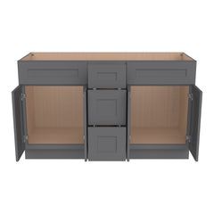 Shaker Pebble Gray Solid Wood RTA Vanity Double Sink Bases With Central Drawers for Bathroom storage