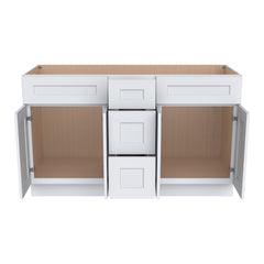 RTA Shaker White Solid Wood Vanity Double Sink Bases With Central Drawers for Bathroom storage