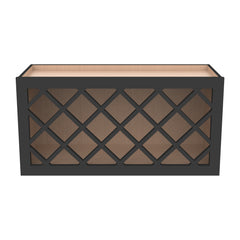 RTA Newtown Solid Wood Wine Rack Cabinets with Lattice Panels Wall Cabinet Charcoal Black for Kitchen Storage