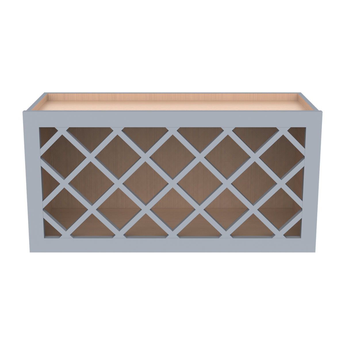 RTA Shaker Solid Wood Wine Rack Cabinets with Lattice Panels Wall Cabinet Gray for Kitchen Storage