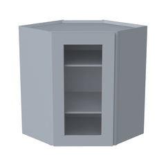 [WDC2430GD-WDC2442GD] Shaker Gray Wall Diagonal Corner Cabinets With Glass Door  (Glass Insert Sold Separately)