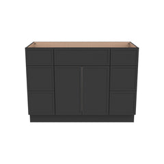 RTA Newtown Solid Wood Vanity Single Sink Bases Cabinet Charcoal Black With Drawers On Both Sides for Bathroom Storage