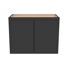 RTA Newtown Solid Wood Double Door Wall Cabinets Charcoal Black for Kitchen Bathroom and Laundry Storage