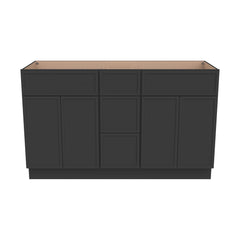 RTA Newtown Solid Wood Vanity Double Sink Bases With Central Drawers Charcoal Black  for Bathroom Storage