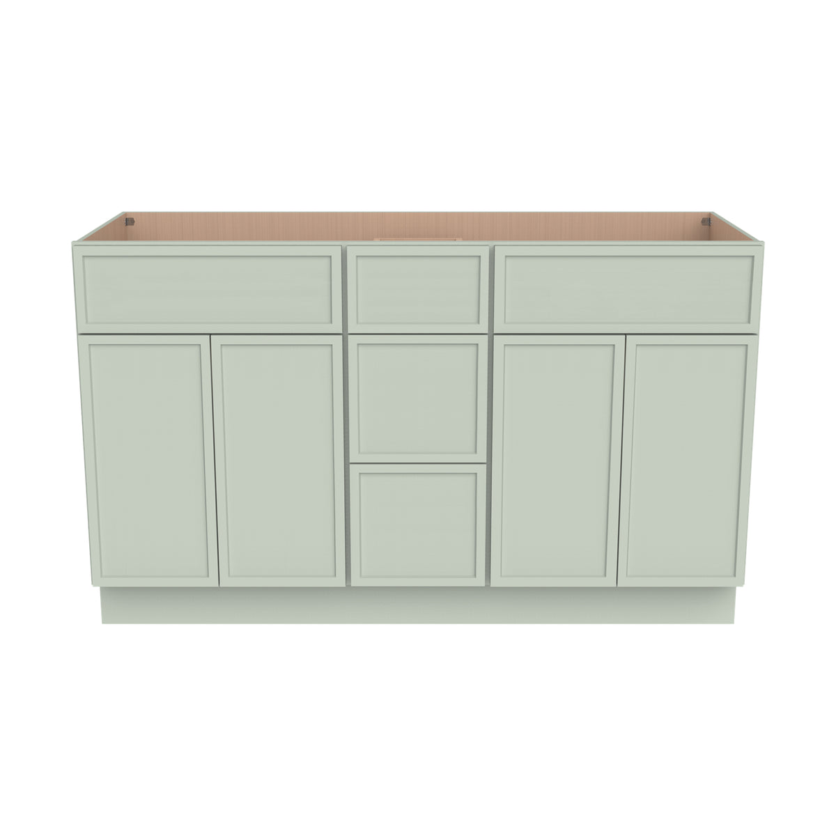 RTA Newtown Solid Wood  Vanity Double Sink Bases With Central Drawers Jade Green for Bathroom Storage