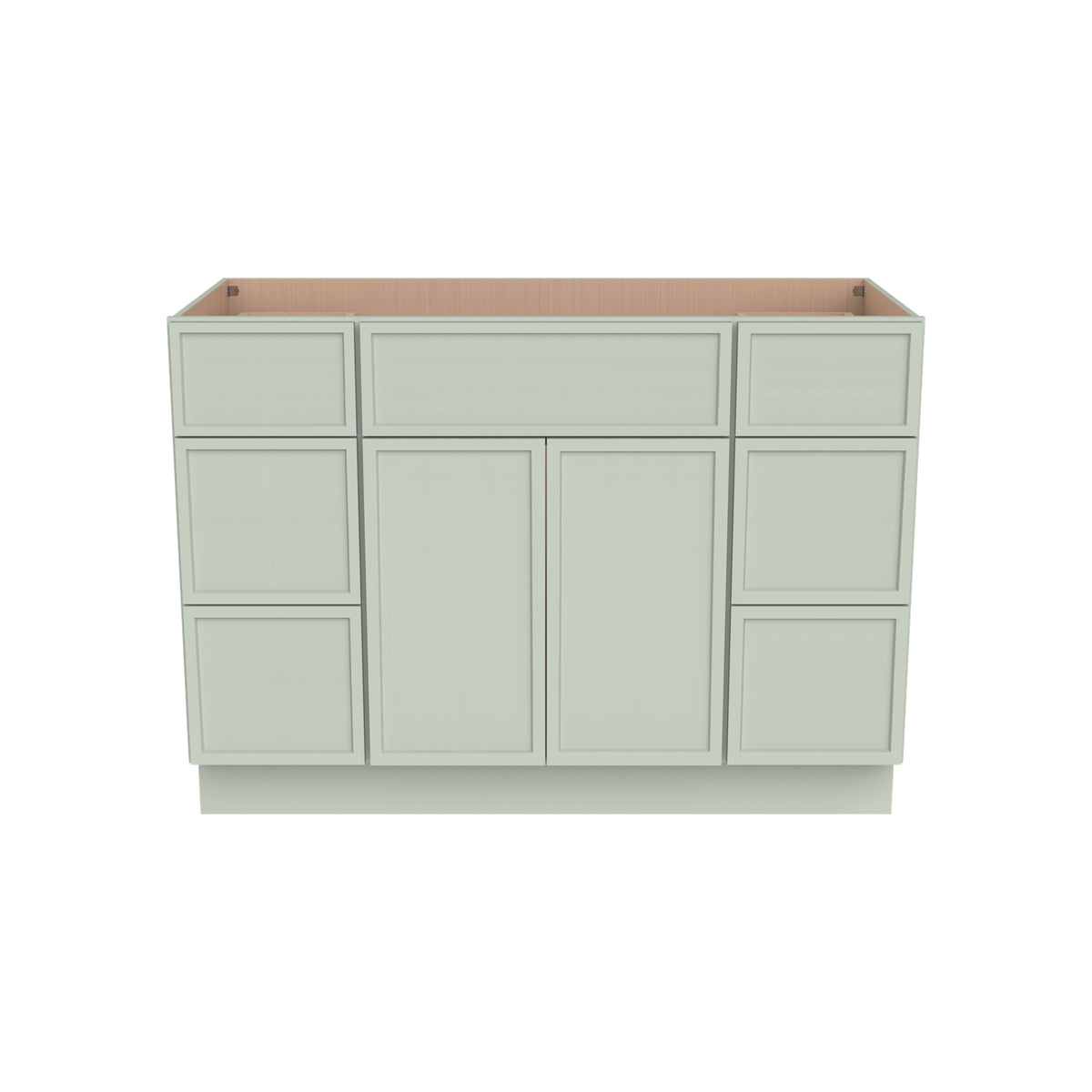 RTA Newtown Solid Wood Vanity Single Sink Bases Cabinet Jade Green With Drawers On Both Sides for Bathroom Storage