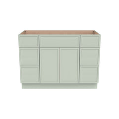 RTA Newtown Solid Wood Vanity Single Sink Bases Cabinet Jade Green With Drawers On Both Sides for Bathroom Storage