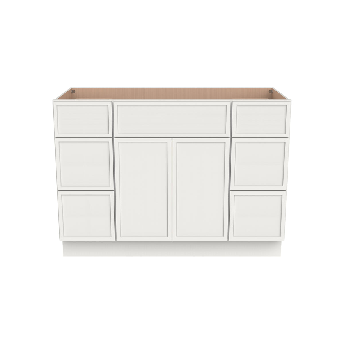 RTA Newtown Solid Wood Vanity Single Sink Bases Cabinet Origami White With Drawers On Both Sides for Bathroom Storage