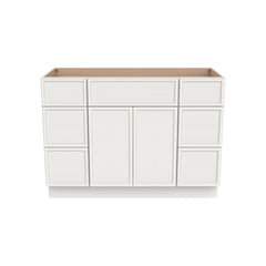 RTA Newtown Solid Wood Vanity Single Sink Bases Cabinet Origami White With Drawers On Both Sides for Bathroom Storage