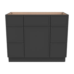 RTA Newtown Solid Wood Vanity Single Sink Base Cabinet With 6 Drawers Charcoal Black for Bathroom Storage