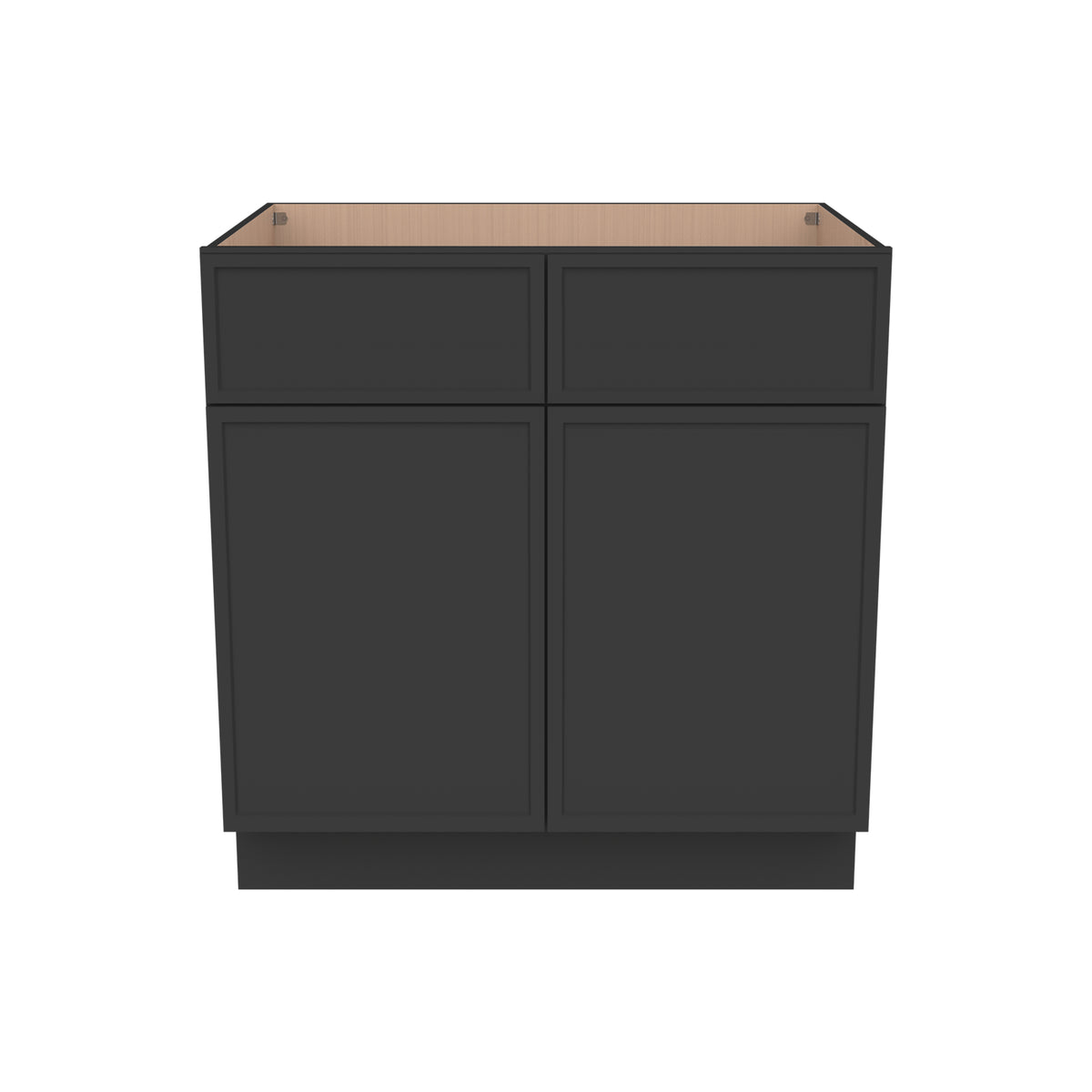 RTA Newtown Solid Wood Sink Base Cabinet Charcoal Black for Kitchen, 2 Doors 2 Fake Drawer Front