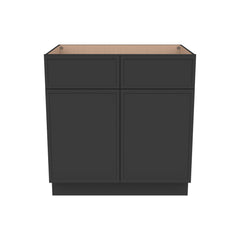 RTA Newtown Solid Wood Sink Base Cabinet Charcoal Black for Kitchen, 2 Doors 2 Fake Drawer Front