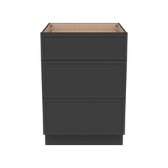 RTA Newtown Solid Wood Vanity Three Drawer Base Cabinet Charcoal Black for Bathroom Storage