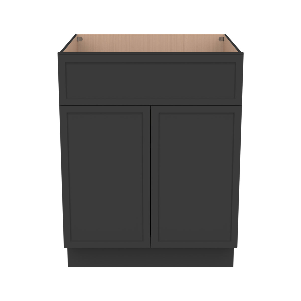 RTA Solid Wood Newtown Sink Base Cabinet Charcoal Black for Kitchen Bathroom Storage with 2 Doors and 1 False Drawer Front