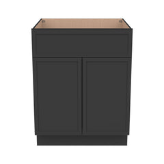 RTA Solid Wood Newtown Sink Base Cabinet Charcoal Black for Kitchen Bathroom Storage with 2 Doors and 1 False Drawer Front