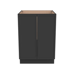 RTA Solid Wood Newtown Full High Door Base Cabinet Origami Charcoal Black for Kitchen, Bathroom & Laundry Room Storage - with 2 Doors 1 Shelf